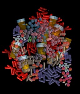 Display of Multicolored Capsules