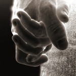 Holding hands in negative image