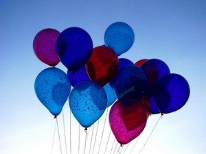 Red and blue balloons